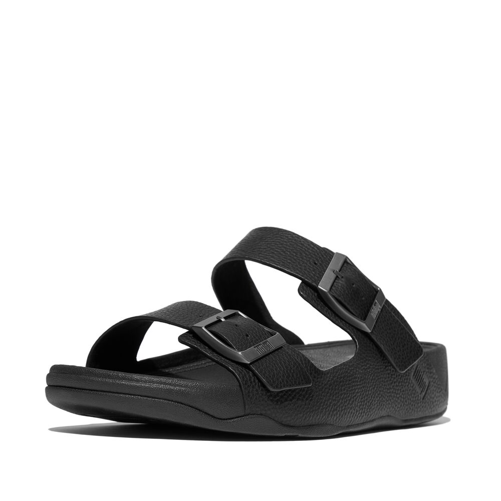 JA2090 - Fitflop Gogh Moc Mens Buckle Tumbled-Leather Slides